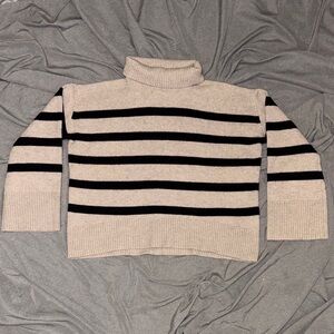 The Reset Striped Turtleneck Sweater - Black and Cream